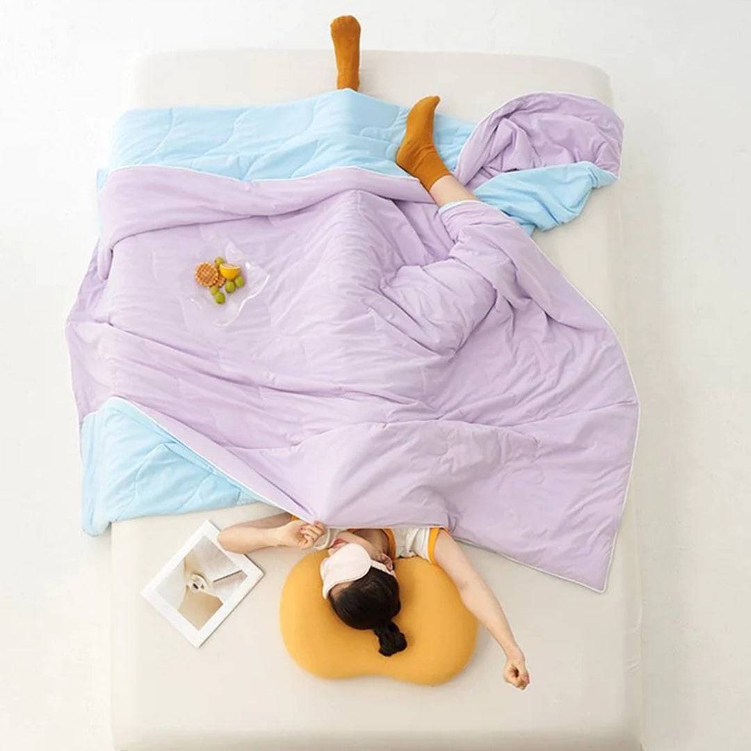 Cooling Blanket Lightweight Reversible Quilted Silky Summer Throw Cool For Hot Sleepers