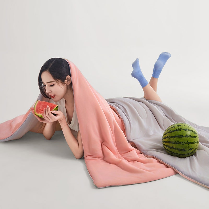 Cooling Blanket Lightweight Reversible Quilted Silky Summer Throw Cool For Hot Sleepers