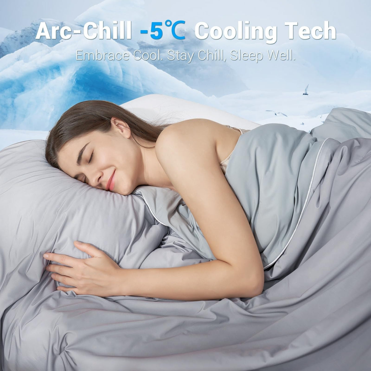 Cooling Comforter Blanket Bedding with Lightweight Breathable Quilted Grey Design