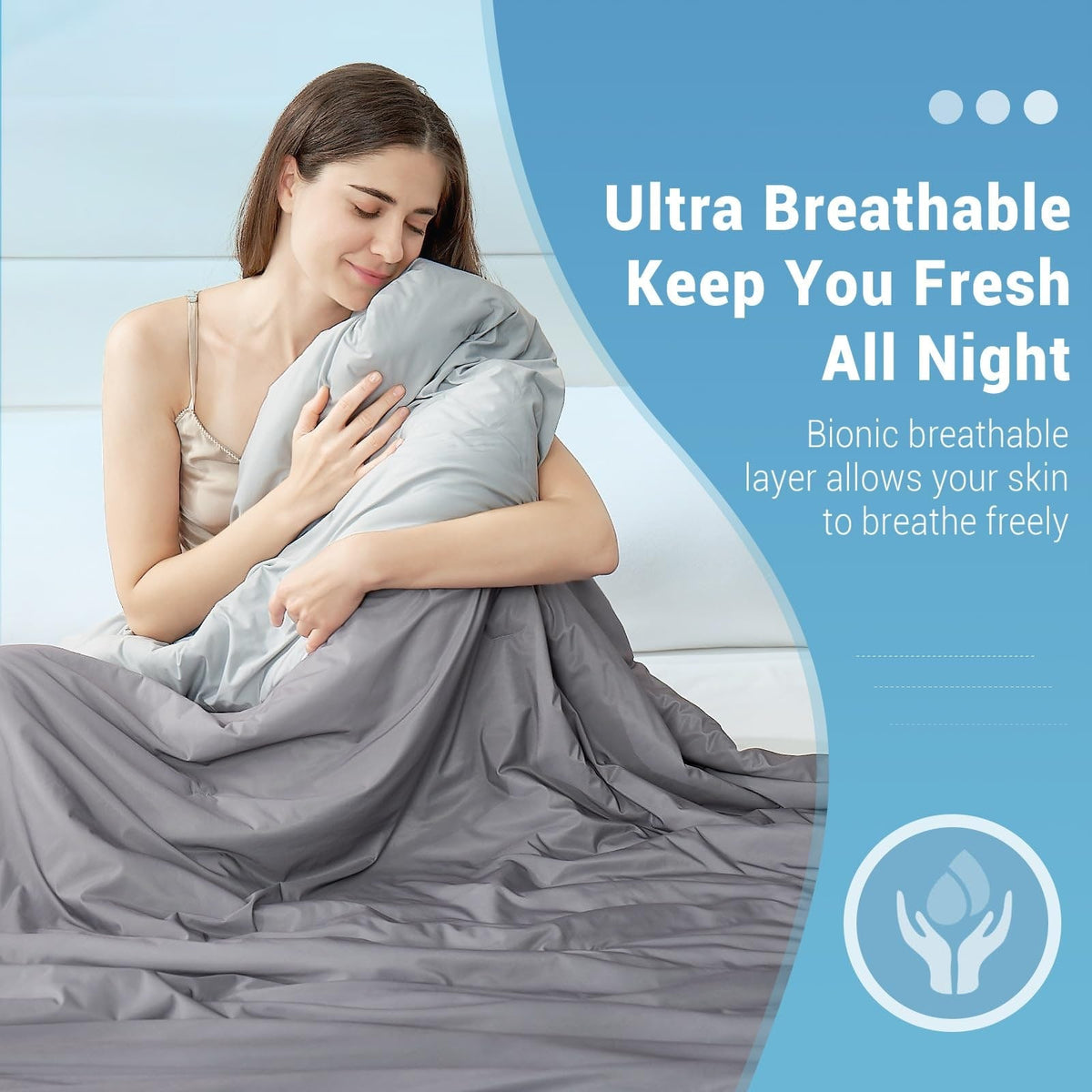 Cooling Comforter Blanket Bedding with Lightweight Breathable Quilted Grey Design