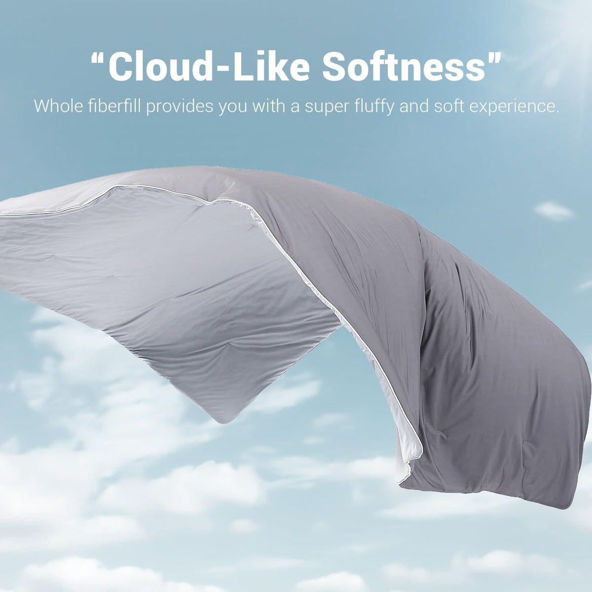 Cooling Comforter Blanket Bedding with Lightweight Breathable Quilted Grey Design