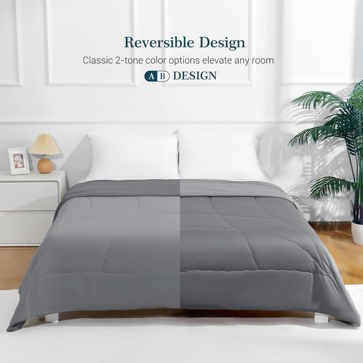Cooling Comforter Blanket Quilted Reversible Lightweight Breathable Bedding