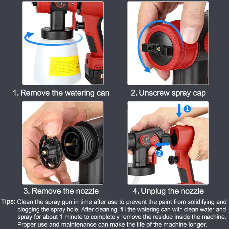 Cordless Electric Handheld Paint Sprayer Portable Adjustable Spray Patterns