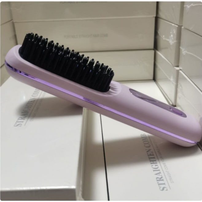 Cordless Hair Straightener Brush with Portable Wireless Design and Digital Temperature Display