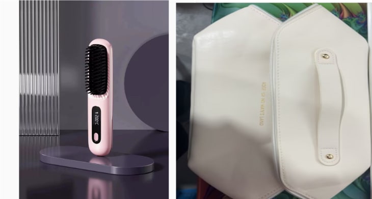 Cordless Hair Straightener Brush with Portable Wireless Design and Digital Temperature Display