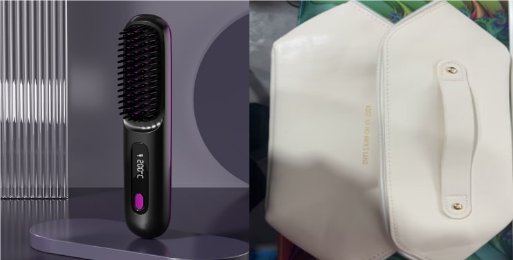 Cordless Hair Straightener Brush with Portable Wireless Design and Digital Temperature Display