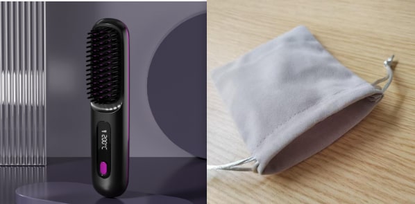 Cordless Hair Straightener Brush with Portable Wireless Design and Digital Temperature Display