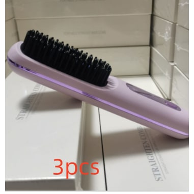 Cordless Hair Straightener Brush with Portable Wireless Design and Digital Temperature Display