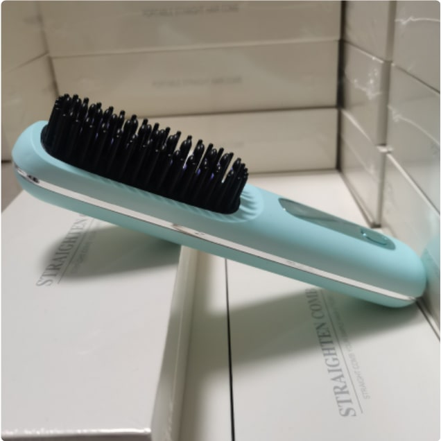 Cordless Hair Straightener Brush with Portable Wireless Design and Digital Temperature Display