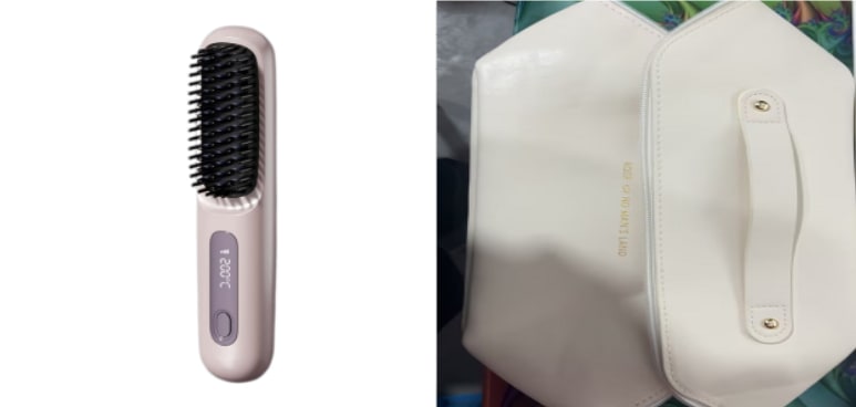 Cordless Hair Straightener Brush with Portable Wireless Design and Digital Temperature Display