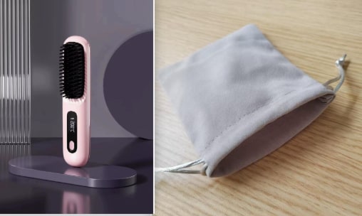 Cordless Hair Straightener Brush with Portable Wireless Design and Digital Temperature Display