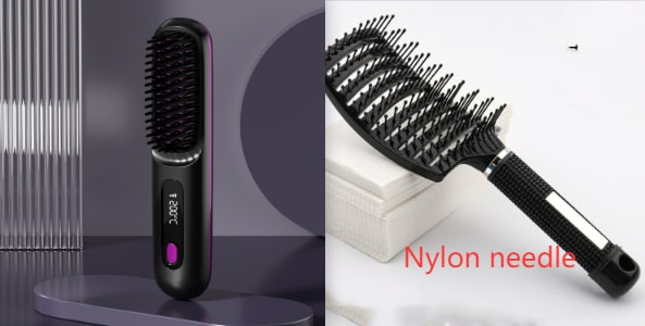 Cordless Hair Straightener Brush with Portable Wireless Design and Digital Temperature Display