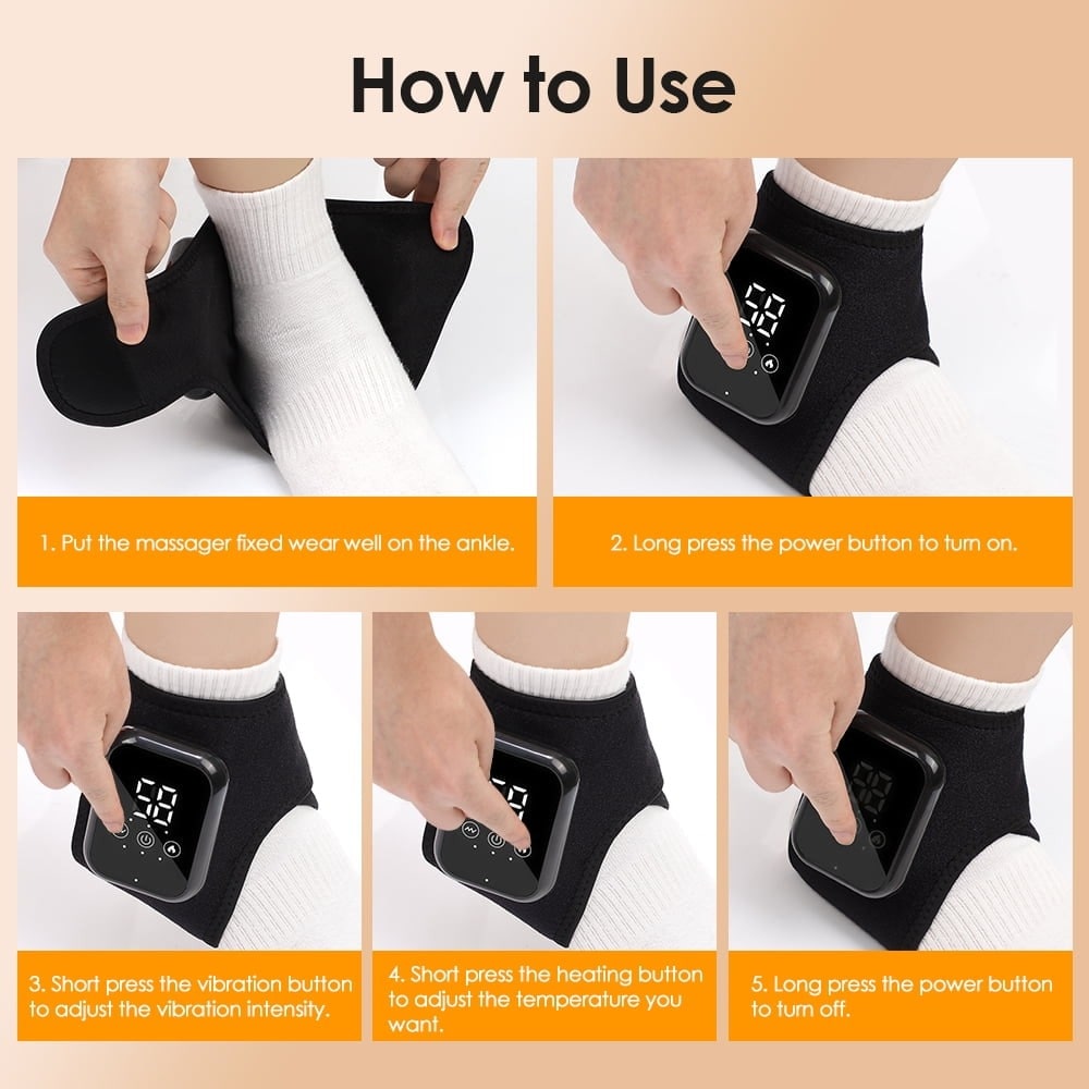 Cordless Heat and Massage Pad for Foot and Ankle Massager with Rechargeable Digital Display