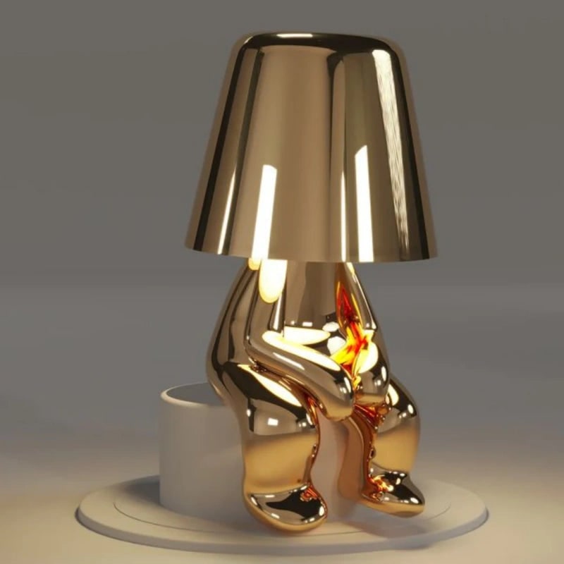 Cordless Table Lamp Rechargeable LED USB Metal Figure Sitting Standing Poses Thinker