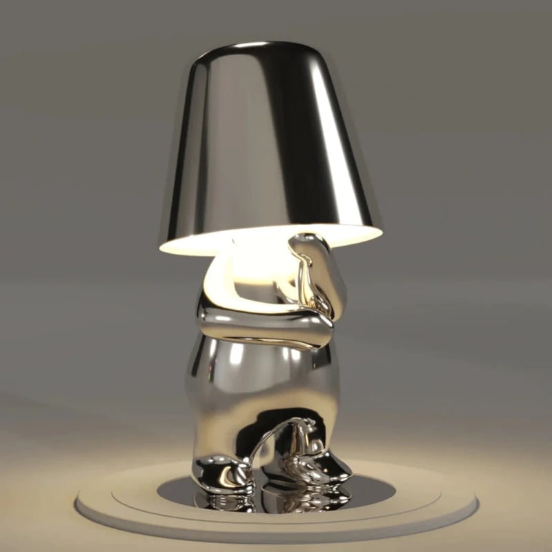 Cordless Table Lamp Rechargeable LED USB Metal Figure Sitting Standing Poses Thinker