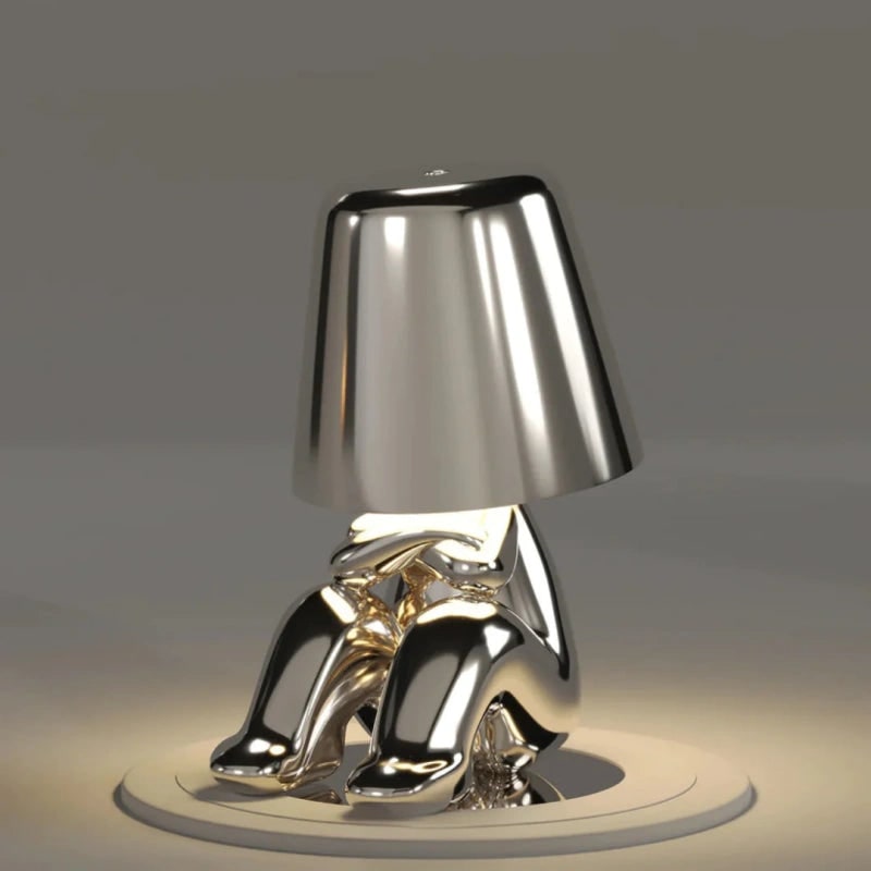 Cordless Table Lamp Rechargeable LED USB Metal Figure Sitting Standing Poses Thinker