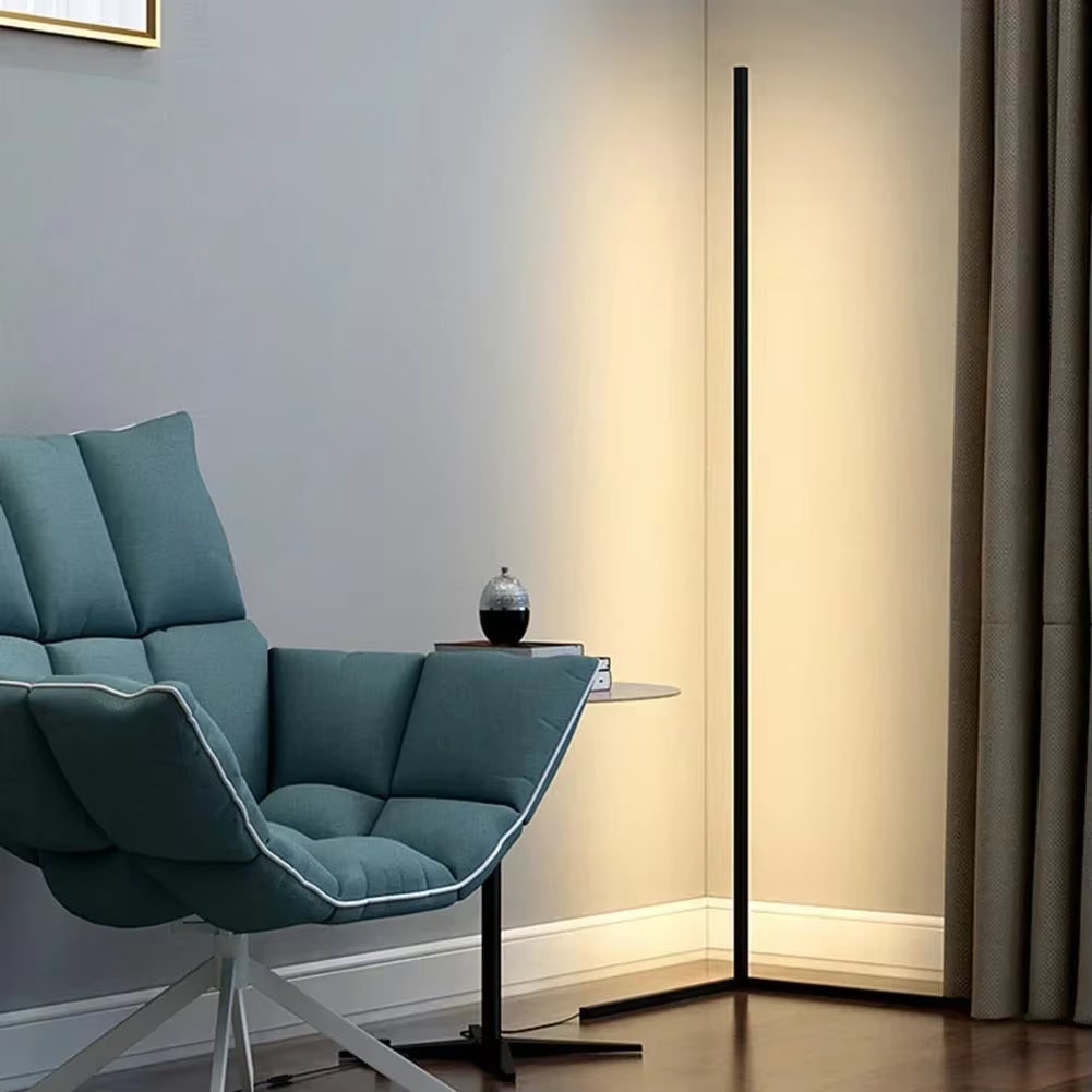 Corner Floor Lamp with Remote Control Minimalist Arc Design and Dimmable LED Light