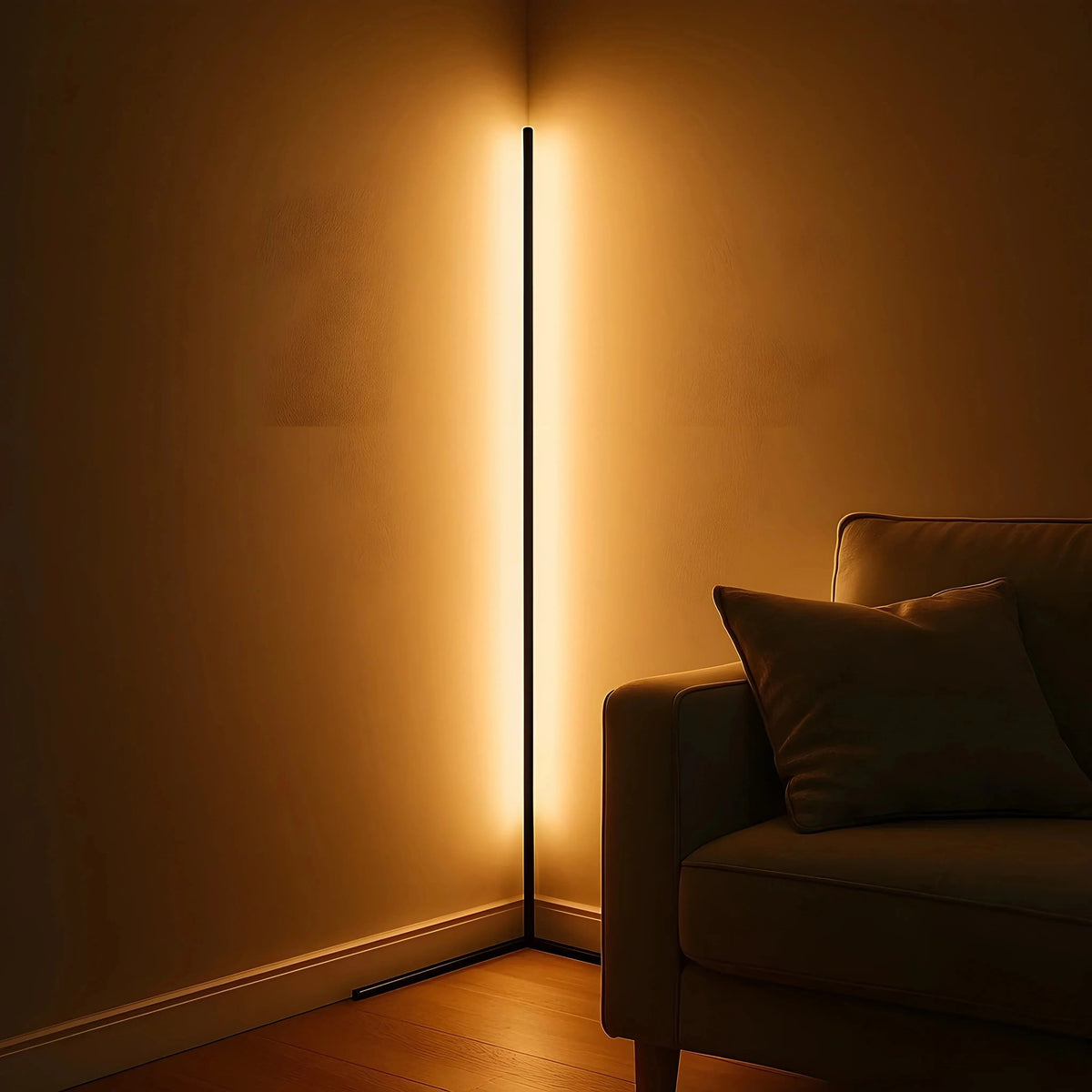 Corner Floor Lamp with Remote Control Minimalist Arc Design and Dimmable LED Light
