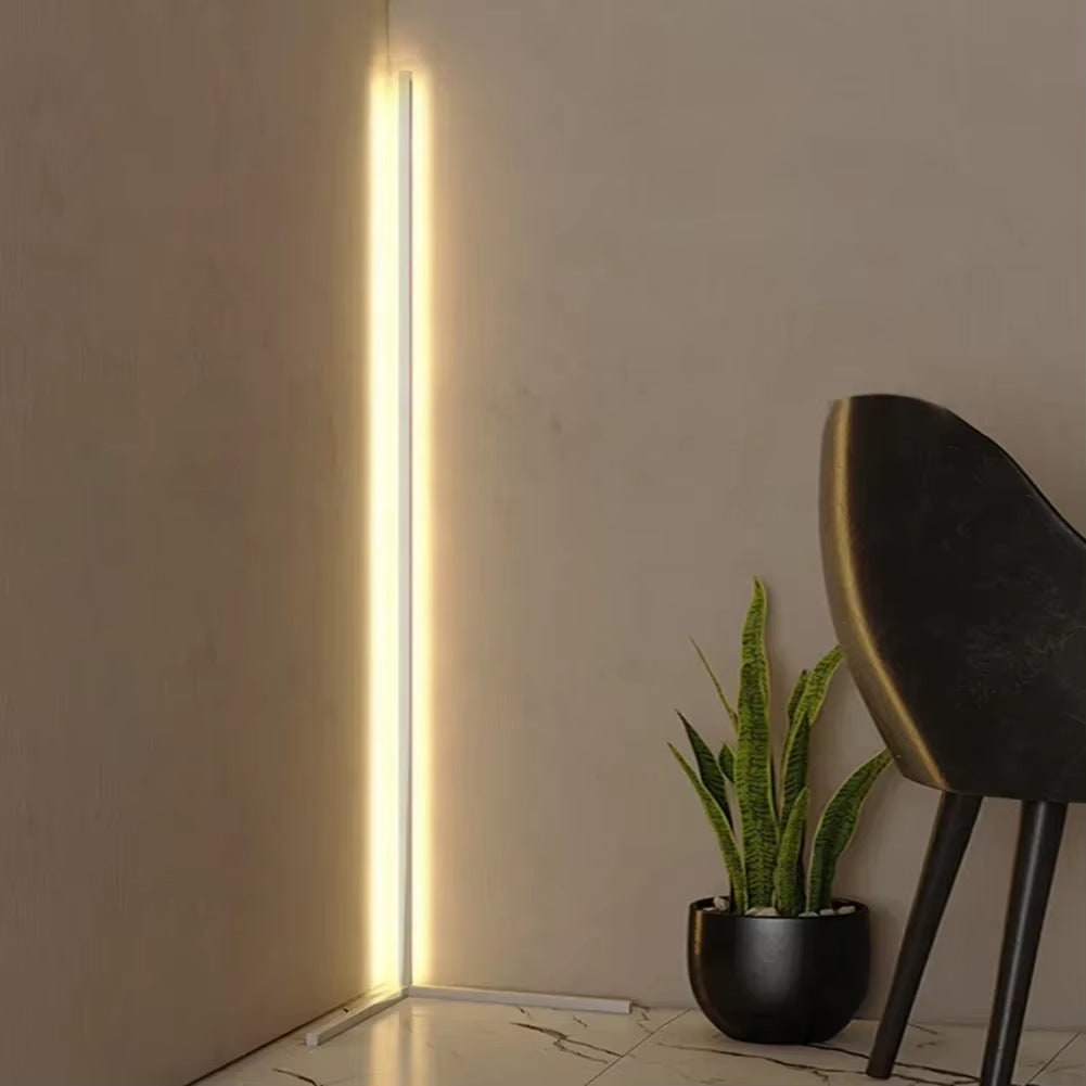 Corner Floor Lamp with Remote Control Minimalist Arc Design and Dimmable LED Light