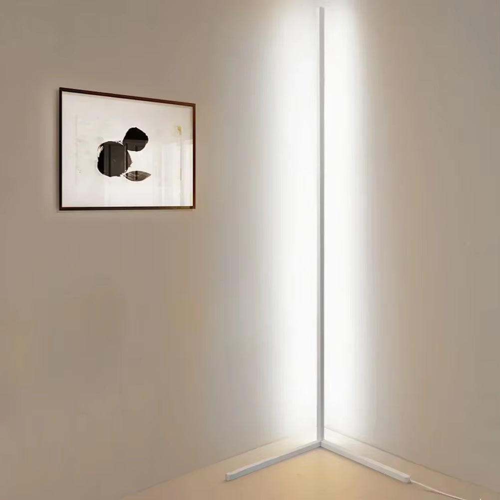Corner Floor Lamp with Remote Control Minimalist Arc Design and Dimmable LED Light