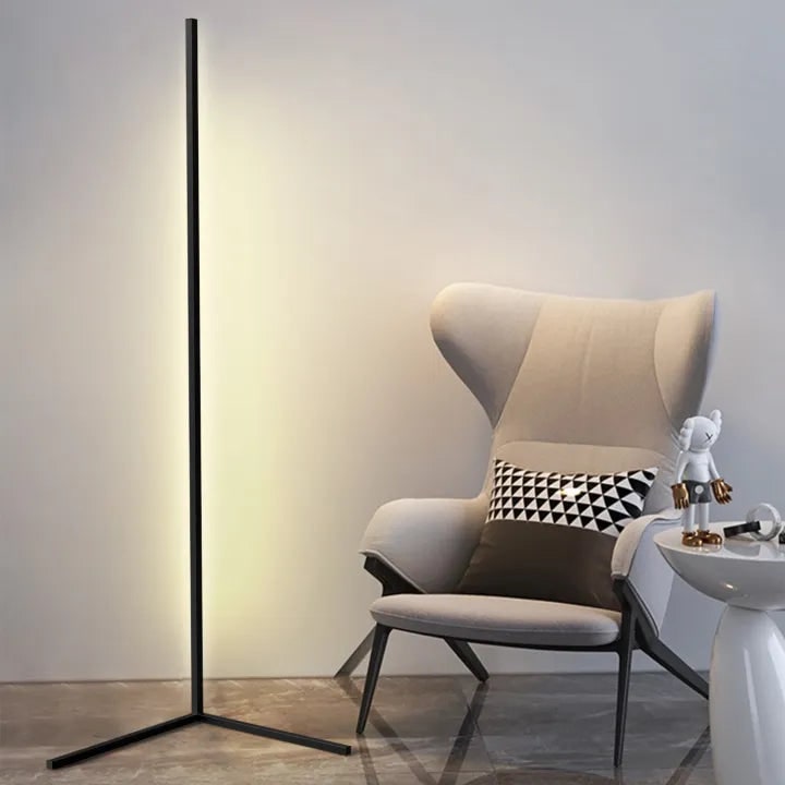 Corner Floor Lamp with Remote Control Minimalist Arc Design and Dimmable LED Light