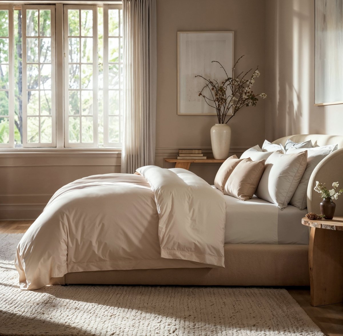 Cotton Duvet Cover Set with Pillowcases King Size and Queen Sateen Finish Bedding White
