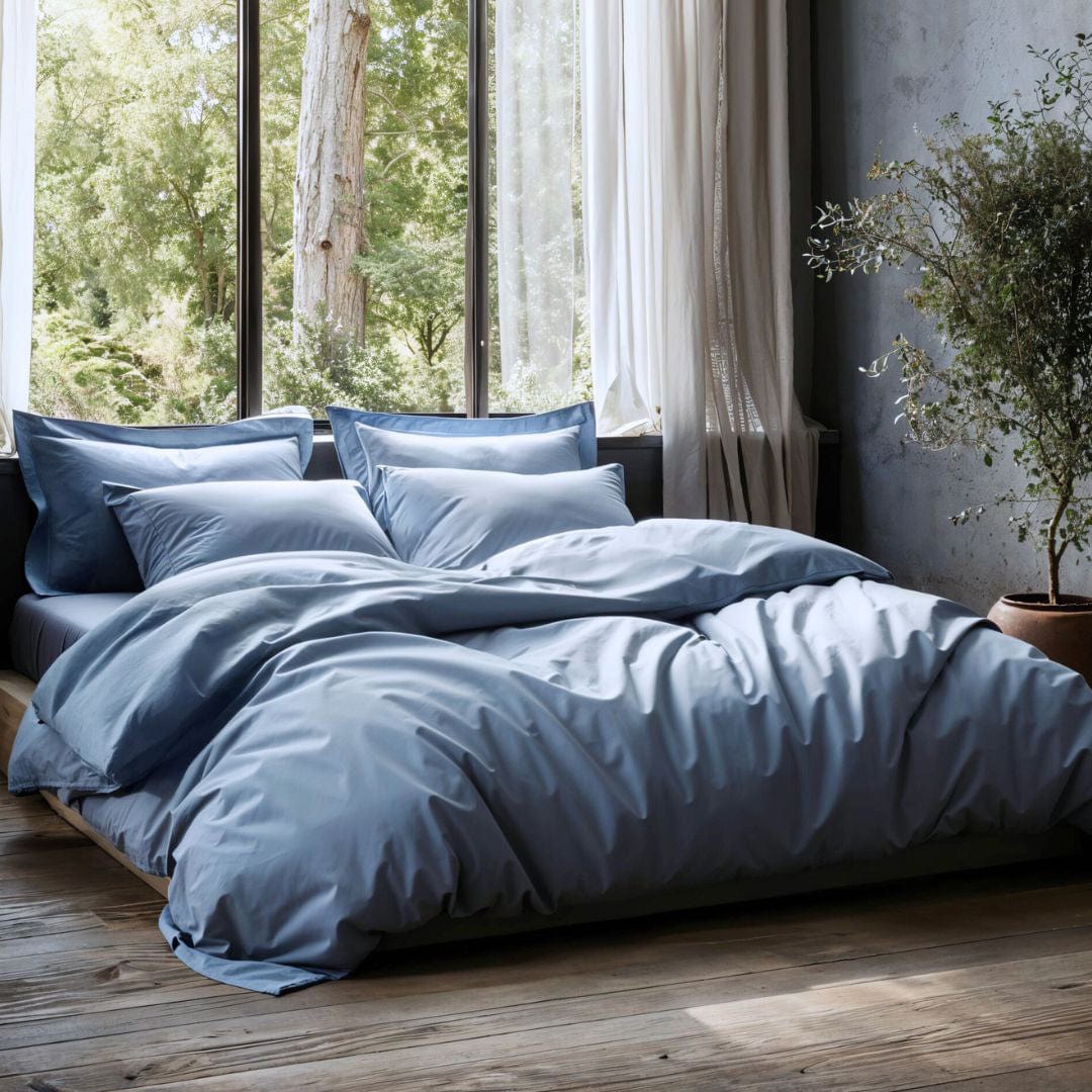 Cotton Duvet Cover Set with Pillowcases King Size and Queen Sateen Finish Bedding White