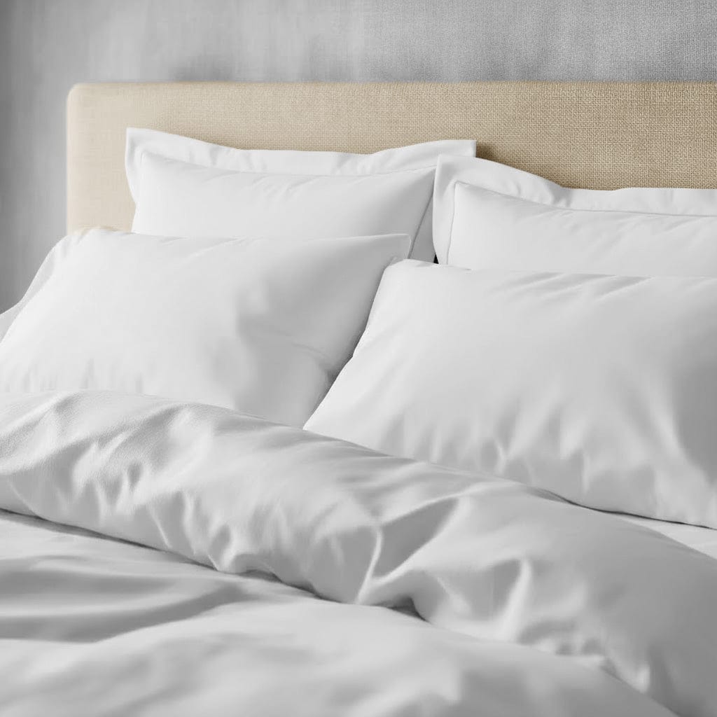 Cotton Duvet Cover Set with Pillowcases King Size and Queen Sateen Finish Bedding White