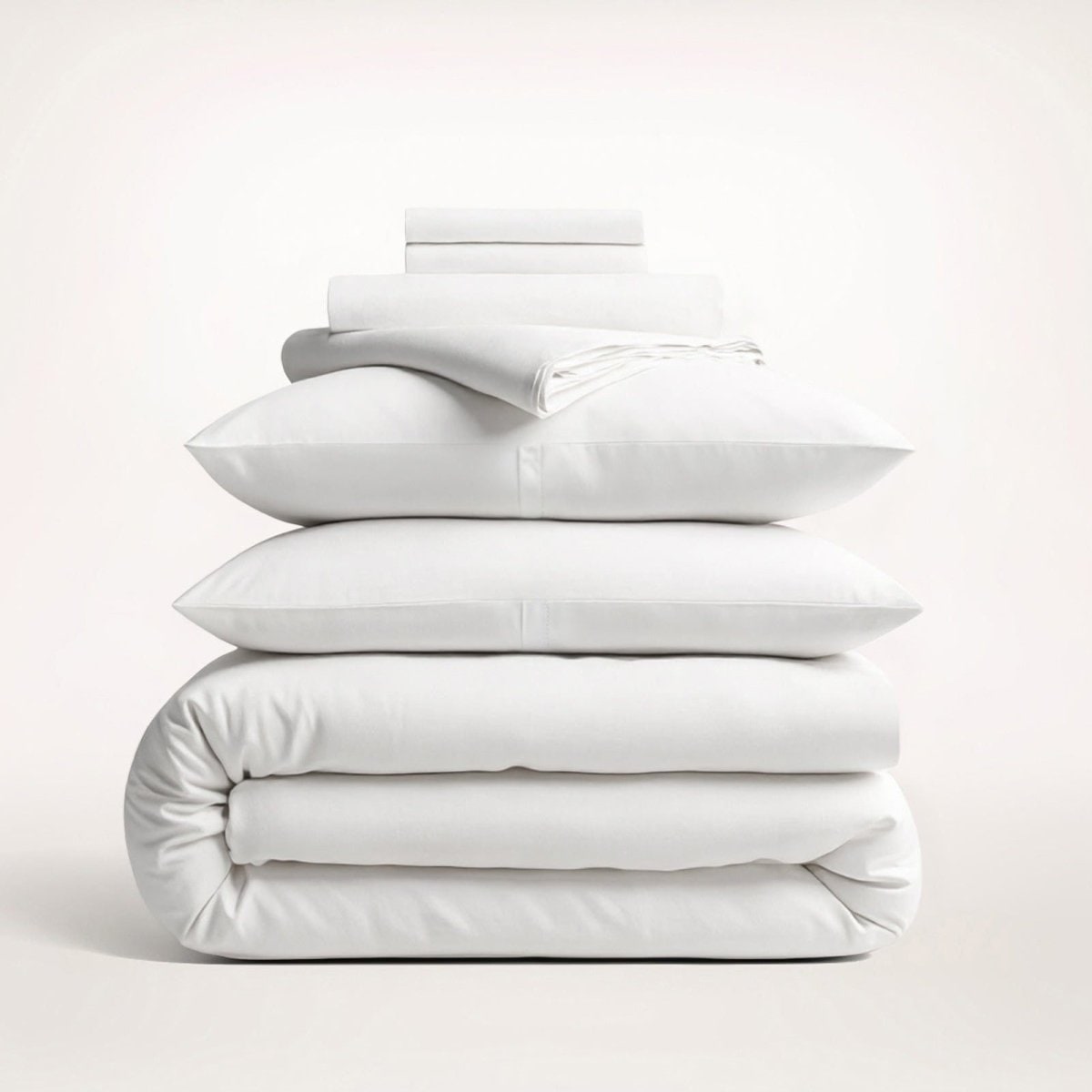 Cotton Duvet Cover Set with Pillowcases King Size and Queen Sateen Finish Bedding White