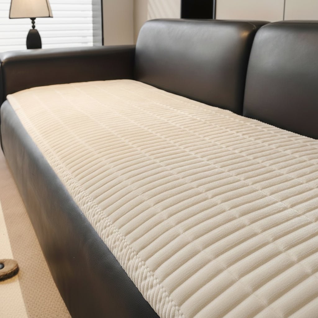 Couch Sofa Seat Cushion Cover Protector Quilted Ribbed Plush Pad Stain Resistant