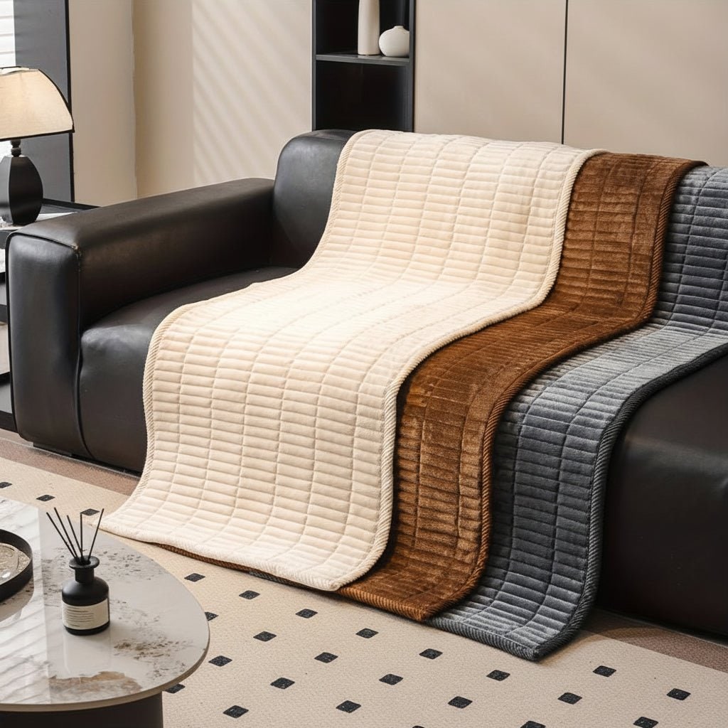 Couch Sofa Seat Cushion Cover Protector Quilted Ribbed Plush Pad Stain Resistant