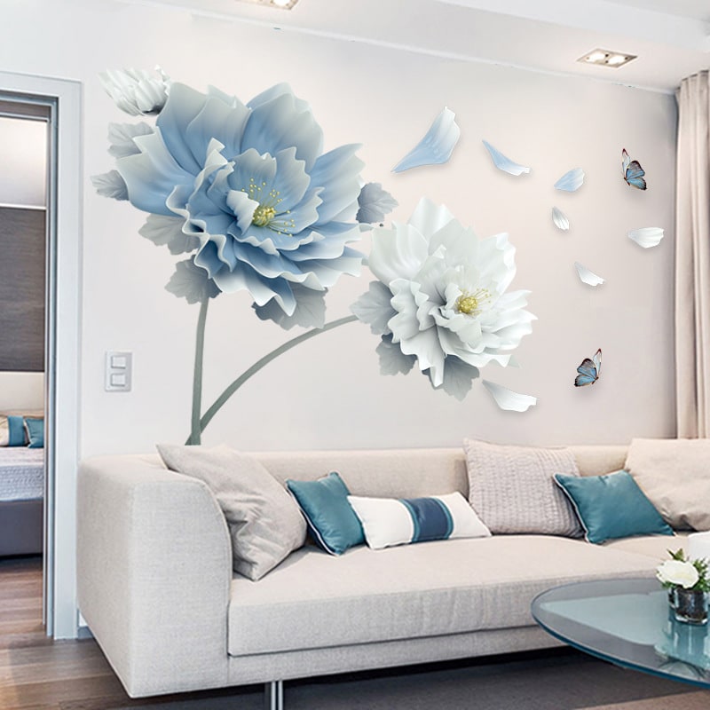 Custom Floral Wall Decal Stickers with Peel and Stick Peony Flower Design And Wallaper