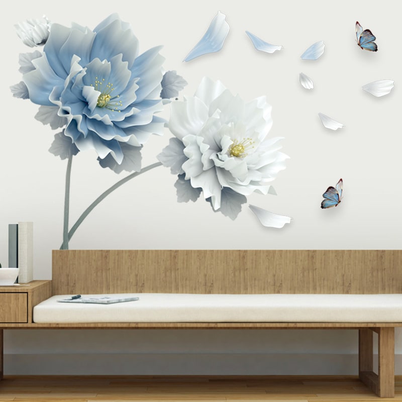 Custom Floral Wall Decal Stickers with Peel and Stick Peony Flower Design And Wallaper