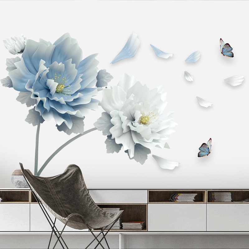 Custom Floral Wall Decal Stickers with Peel and Stick Peony Flower Design And Wallaper