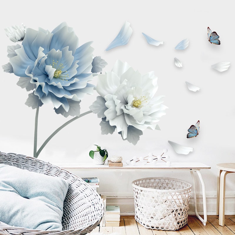 Custom Floral Wall Decal Stickers with Peel and Stick Peony Flower Design And Wallaper