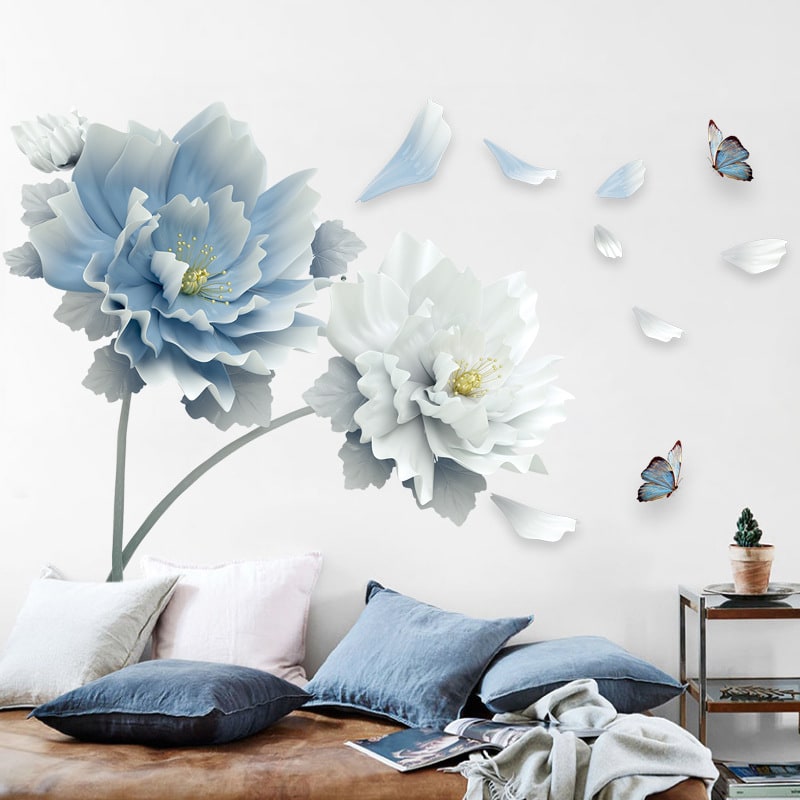 Custom Floral Wall Decal Stickers with Peel and Stick Peony Flower Design And Wallaper