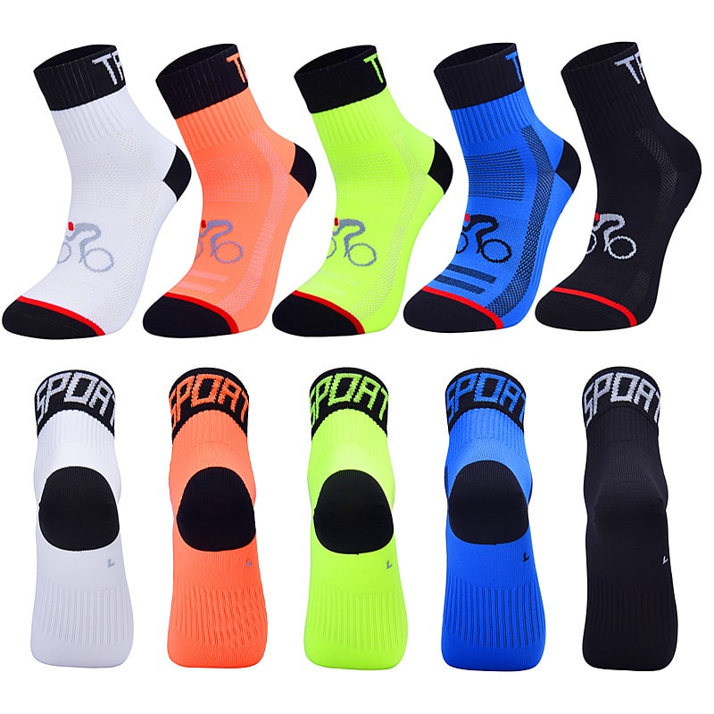 Cycling Socks with Moisture Wicking and Athletic Compression Reinforced Heel Toe Mid-Calf Running
