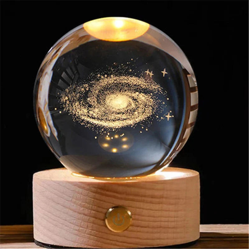 3D Solar System Crystal Ball - Galaxy Glass Globe, Astronomical Decor, Photo Accessories, Unique Birthday Gift