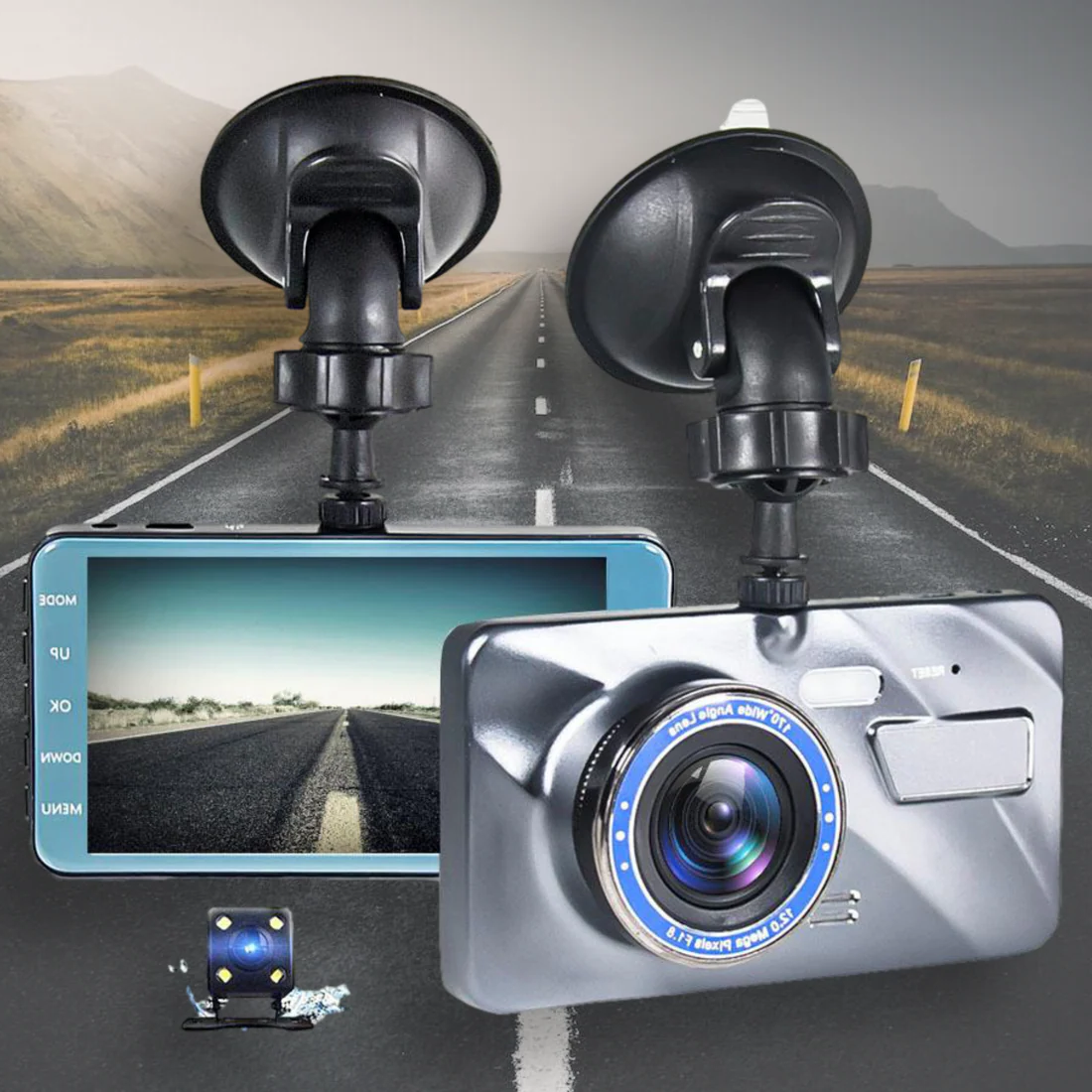 Dashboard Camera for Car with Rear 4.0 Inch Touchscreen Dual Dash Cam System with Night Vision