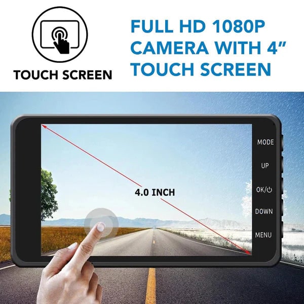 Dashboard Camera for Car with Rear 4.0 Inch Touchscreen Dual Dash Cam System with Night Vision