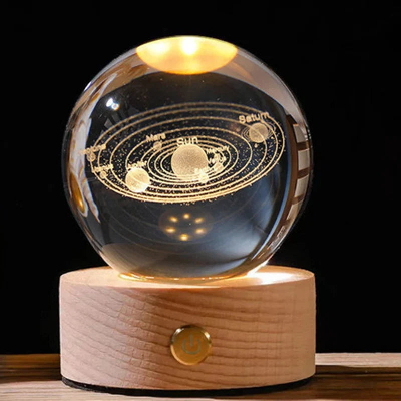 3D Solar System Crystal Ball - Galaxy Glass Globe, Astronomical Decor, Photo Accessories, Unique Birthday Gift