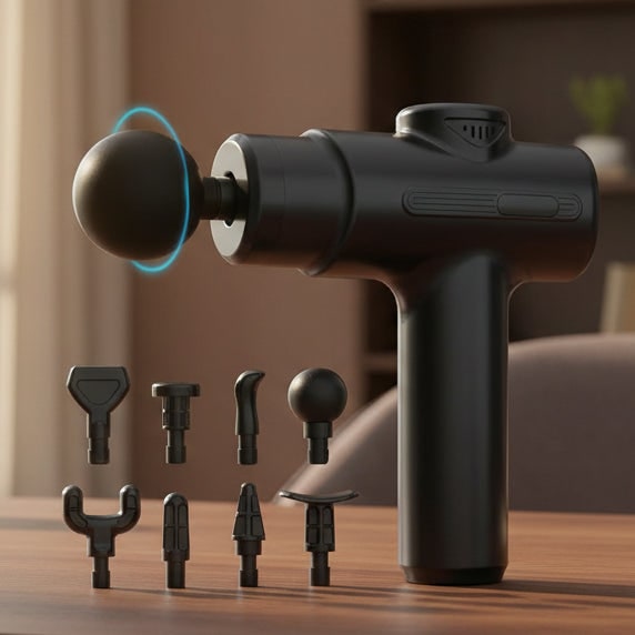 Deep Tissue Massage Gun Portable Rechargeable with Eight Interchangeable Heads Cordless