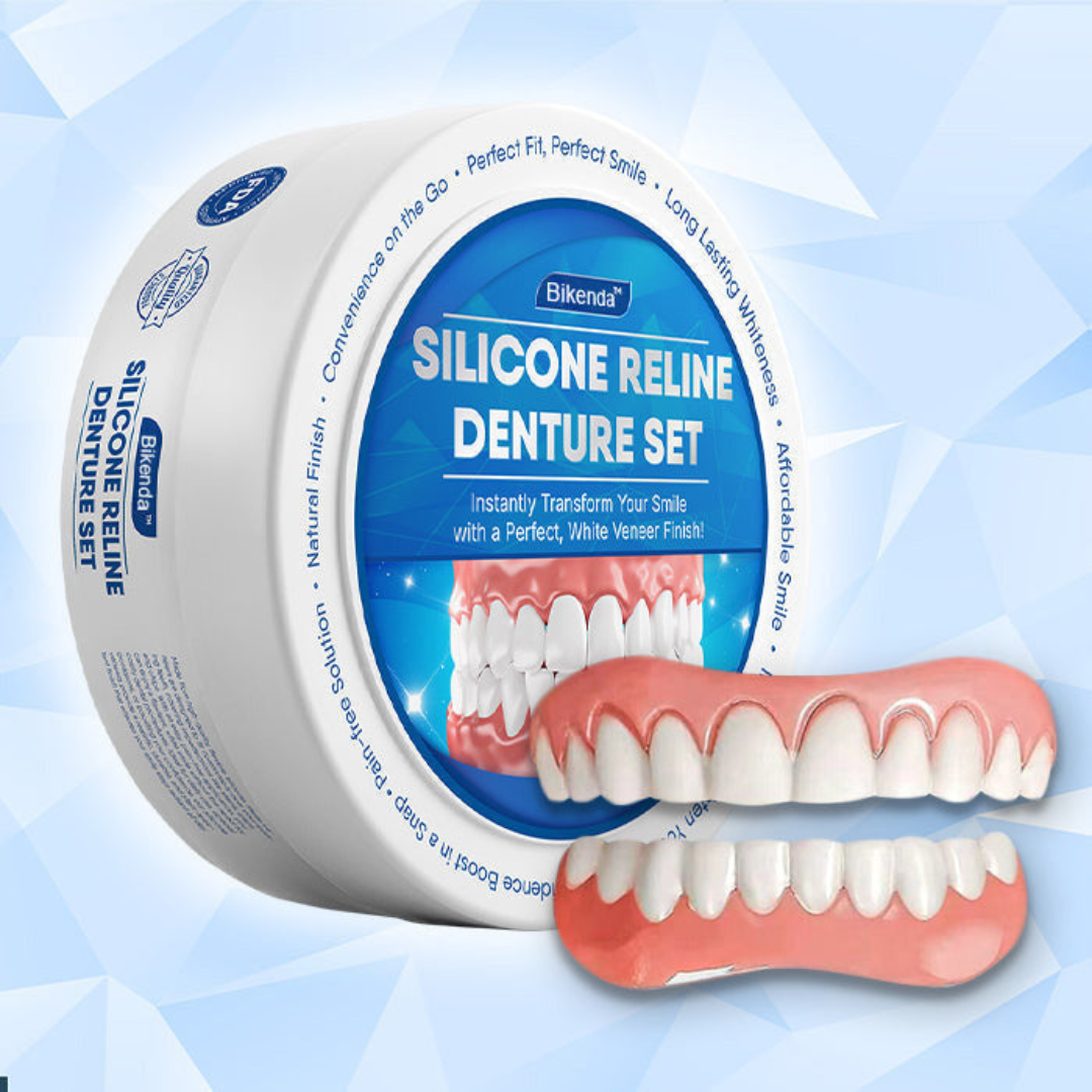 Dental Flipper Front Tooth Temporary Snap on Dentures with Silicone Reline Kit and Moldable Strips