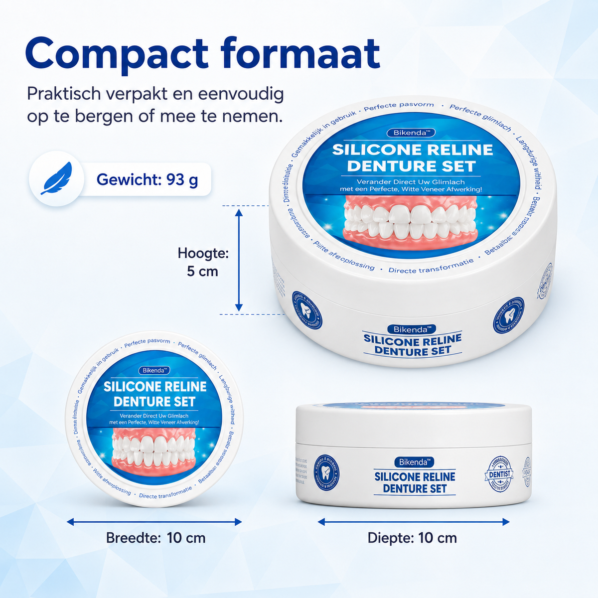 Dental Flipper Front Tooth Temporary Snap on Dentures with Silicone Reline Kit and Moldable Strips