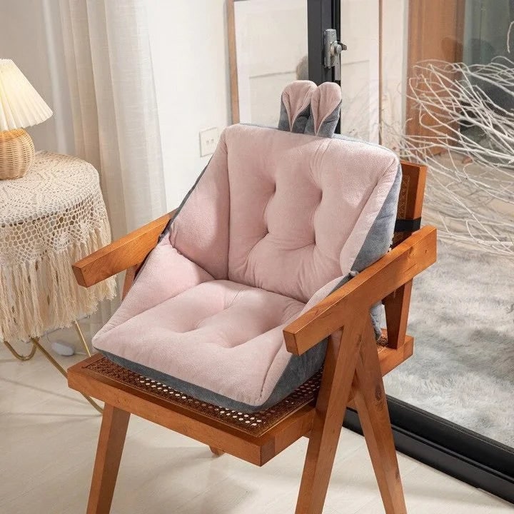 Desk Chair Seat Cushion with Pressure Relief Ergonomic Plush Tufted Design and Integrated Backrest
