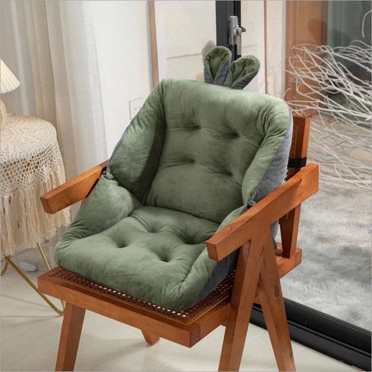Desk Chair Seat Cushion with Pressure Relief Ergonomic Plush Tufted Design and Integrated Backrest