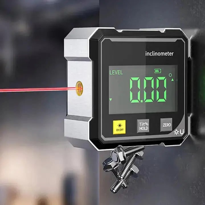 Digital Angle Finder and Level with Measuring Laser Line and Magnetic Base Miter Saw