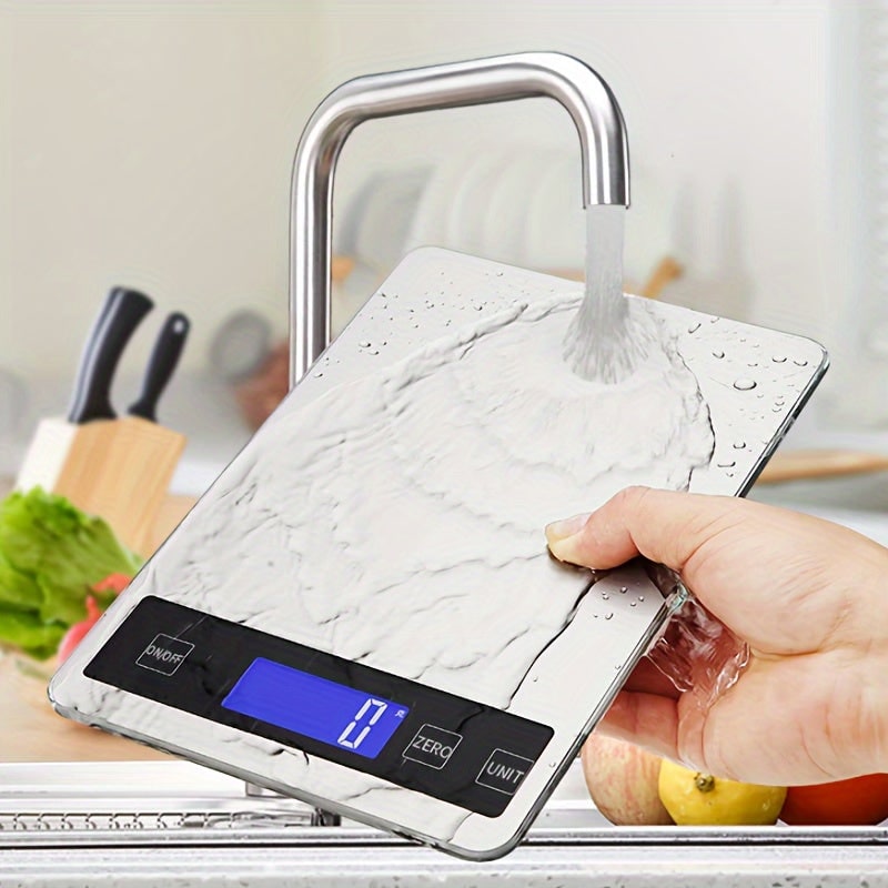 Digital Kitchen Scale with Waterproof Stainless Steel Platform and USB Rechargeable