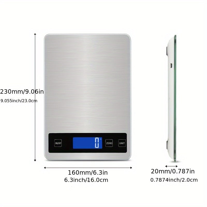 Digital Kitchen Scale with Waterproof Stainless Steel Platform and USB Rechargeable