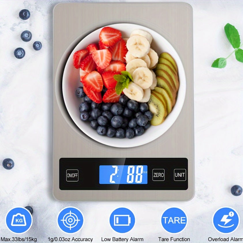 Digital Kitchen Scale with Waterproof Stainless Steel Platform and USB Rechargeable
